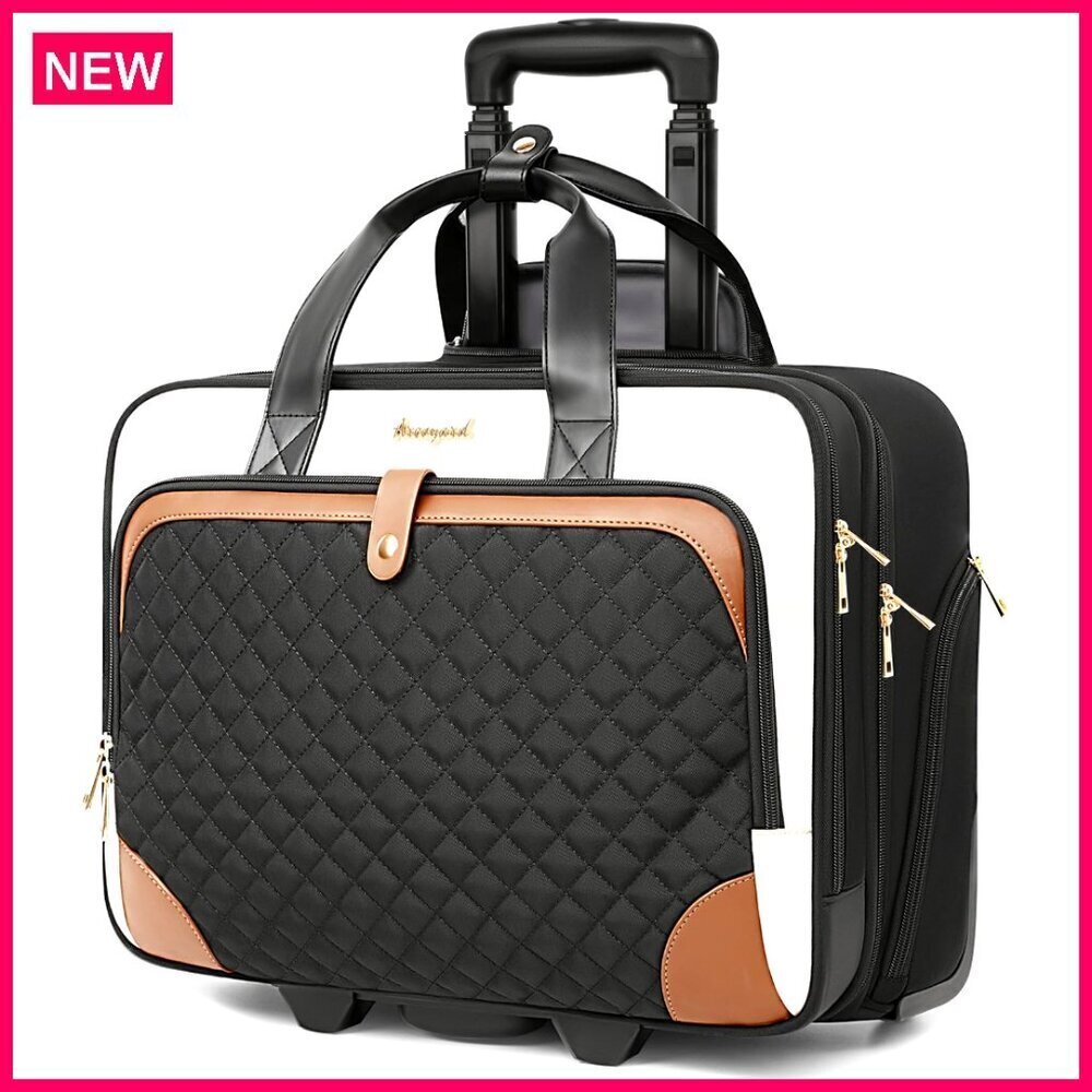 Rolling Laptop Bag 16 Inch Underseat Carry On Lightweight Briefcase with Wheels
